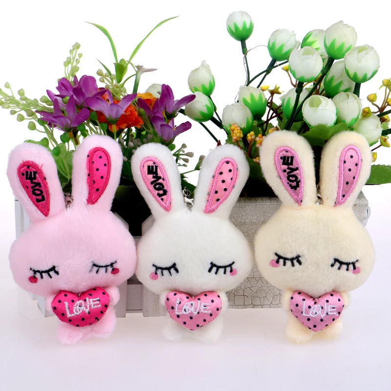Милые девочки-малышки Мини кролик плюшевые игрушки Ручной работы смешанных цветов ключевая цепочка подвеска для дома свадебного украшения сердце на.