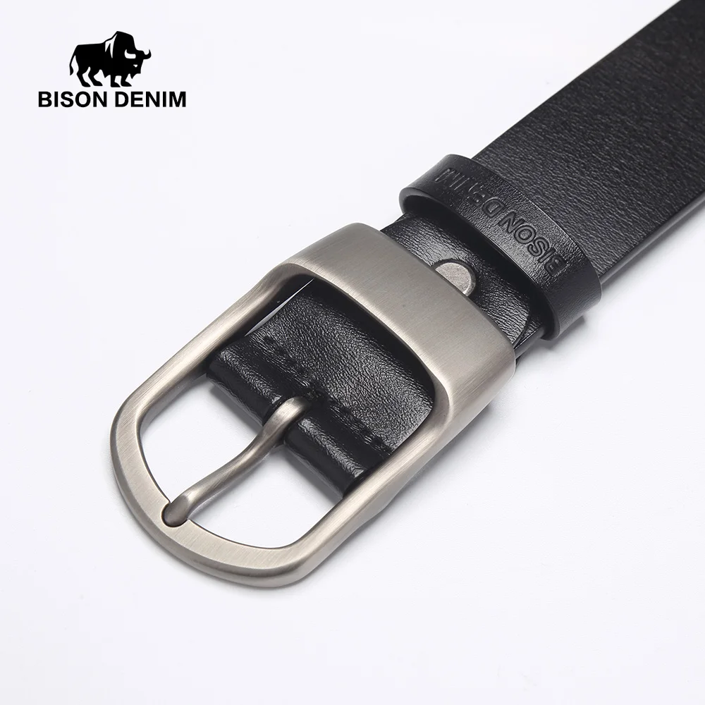 Мужские ковбойские ремни BISON DENIM винтажные брендовые из натуральной кожи с