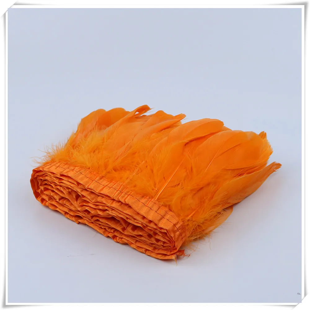 2 ярдов Оранжевый гусиный пух отделка Природа 10-15 см бахрома полосы Планки платье