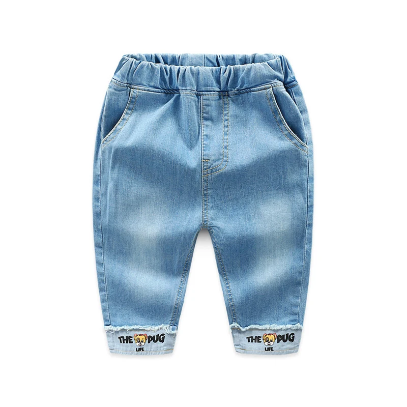 Весна-лето 2019 новые рваные джинсы для мальчиков детские шорты с рисунком
