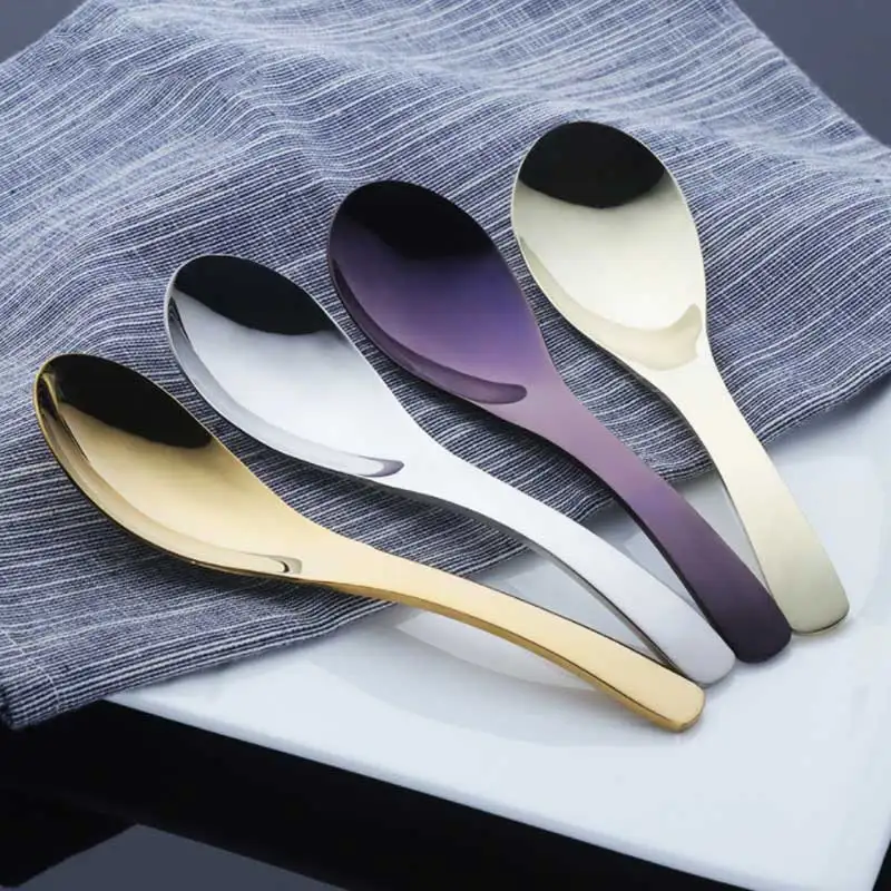 1 шт. разноцветные ложки из нержавеющей стали Корейская Серебряная Золотая ложка