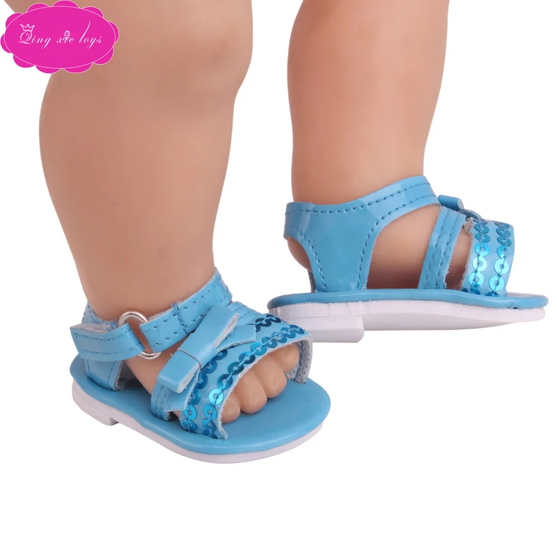 43 cm baby dolls shoes newborn pink bow sequin blue dress shoe fit American 18 inch Girls doll g227 | Игрушки и хобби