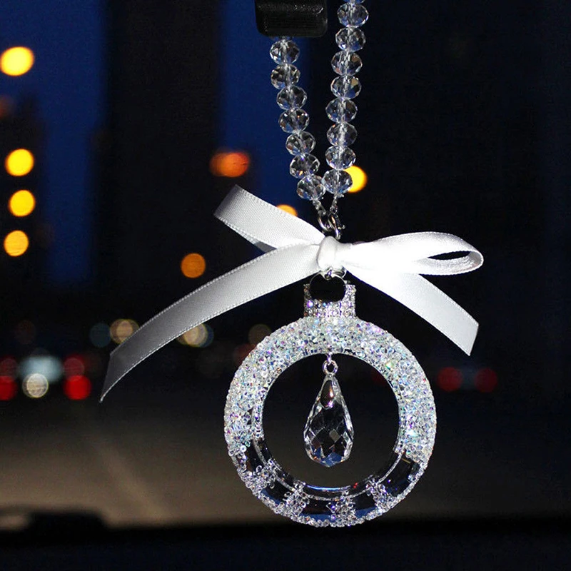 Кристалл зеркало заднего вида интерьер круг кулон декоративная подвеска для