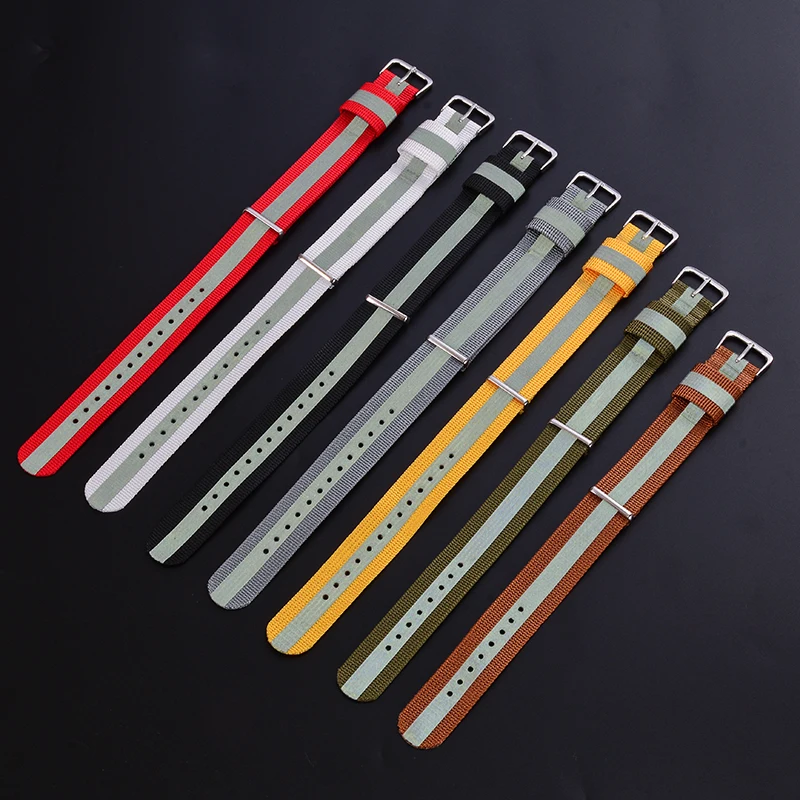 Reflective Nylon Strap Nato Strap Fabric Nylon Watchband Buckle Belt for 007 James Bond Watch Bands Colorful Rainbow