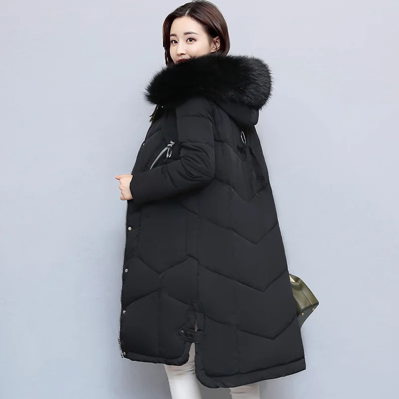 Новинка 2017 куртка для женщин зимний большой меховой воротник толще сплошной