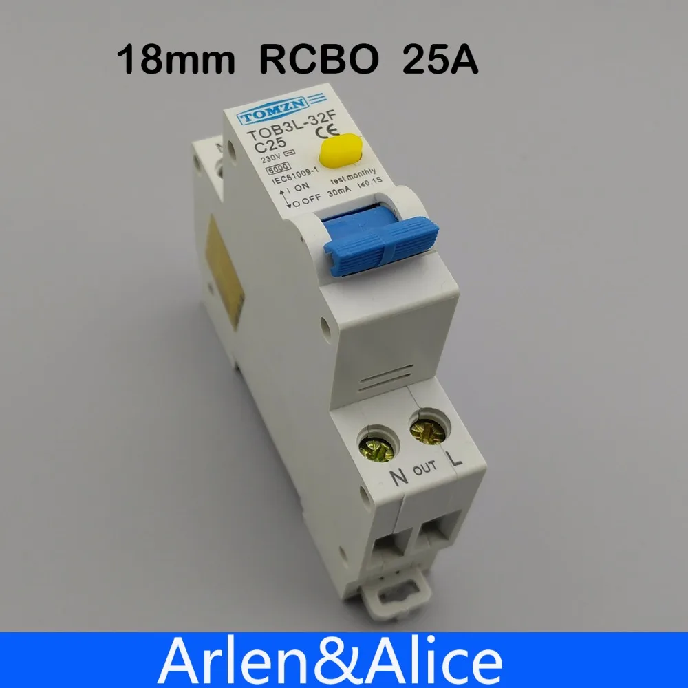 TOB3L 32F 18 ММ RCBO 25A 1 P + N 6КА Остаточный ток выключателя с по сравнению нынешним и