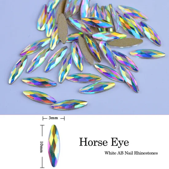Horse Eye Полная красота 10 шт. Кристальные блестящие 3D Стразы для дизайна ногтей AB Красочные конский глаз/капля/Футбол/алмаз DIY Декор Подвески CH532-1 - Цвет: Horse Eye