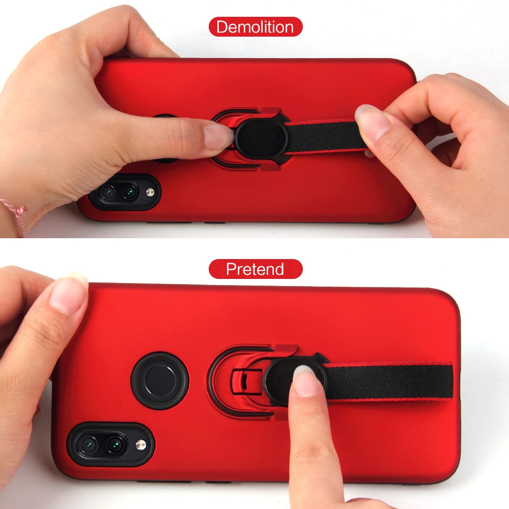 Alxun For Xiaomi Redmi Note7 Case Hard Shell PC + TPU With Stand Car Magnetic Protective Ring Weave Back Pro |