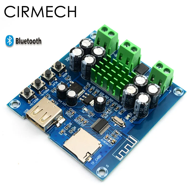 CIRMECH TPA3116D2 усилители Bluetooth интегрированная плата Bluetooth U диск TF плеер усилитель платы Двойные каналы 50 Вт* 2 DC12V-24V