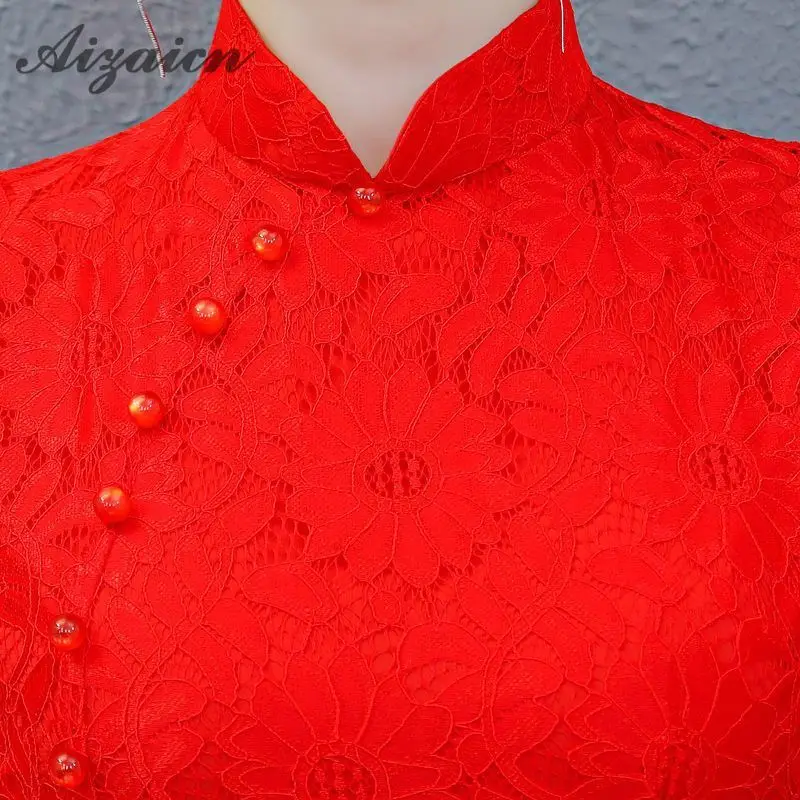 Современные китайское традиционное платье красные свадебные Qipao леди короткие