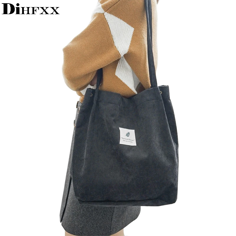 

Solid Corduroy Shoulder shopper Bags Environmental Shopping Bag Tote Package Crossbody Bags Purses Casual Handbag For Women
