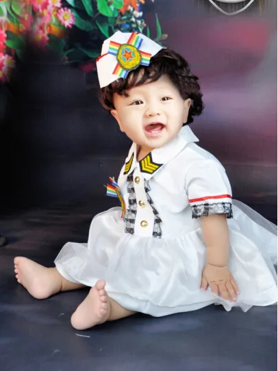 Kid Baby Infant Clothes Dress Girl Outfit navy costume party birthday newborn photography props summer 0-12 months |