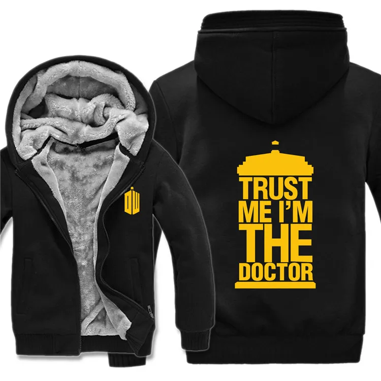 Теплые зимние толстовки с капюшоном «Доктор Кто» из толстого флиса Trust Me I am the Doctor, толстовка, пальто с теплой подкладкой, Мужская толстовка, куртка - Цвет: As picture