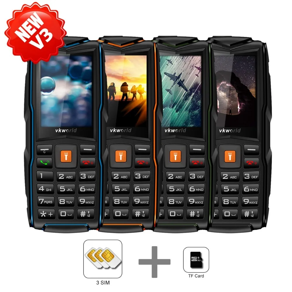 VKWorld новый камень V3 IP68 Водонепроницаемый 2 4 дюйма 3000 mAh мобильный телефон GSM FM