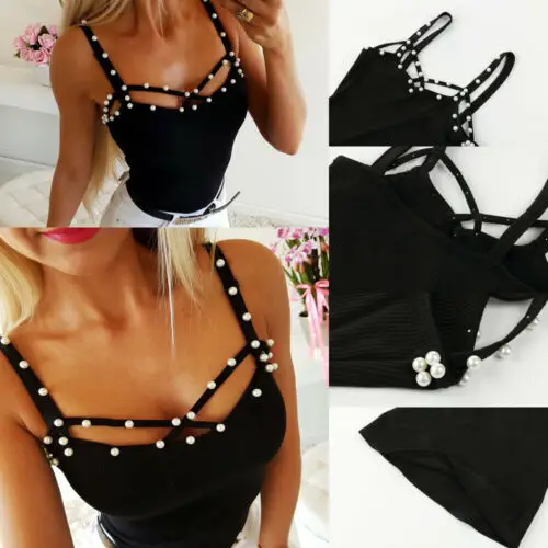 Летняя Новинка Модный женский жилет без рукавов с бусинами топы v-образным