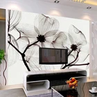 Пользовательские росписи обоев 3D нетканый черный и белый цветок ручной росписью Картины Гостиная диван ТВ 3D настенные фрески обои