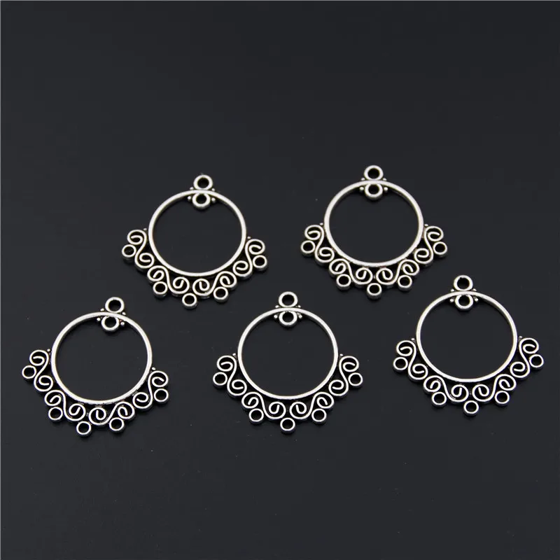 

50pcs Silver Color Color Circle Earring Connector Charms DIY Bracelet Necklace A2447
