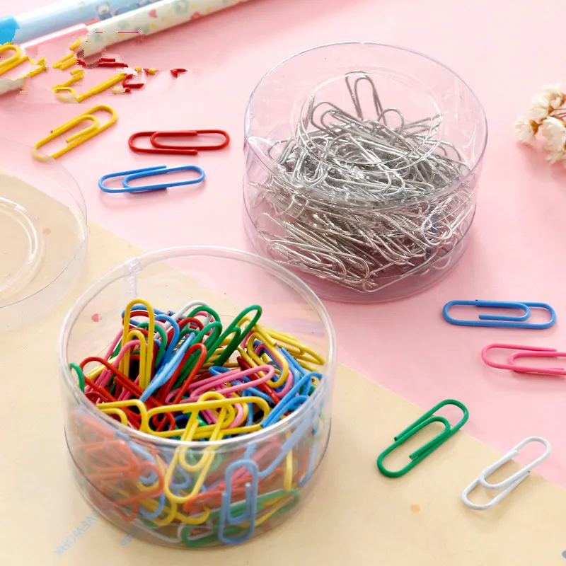 

100pcs/set Creative Paper Clips Office Supplies Colorful Cute Staples Memo Clip Note Holder