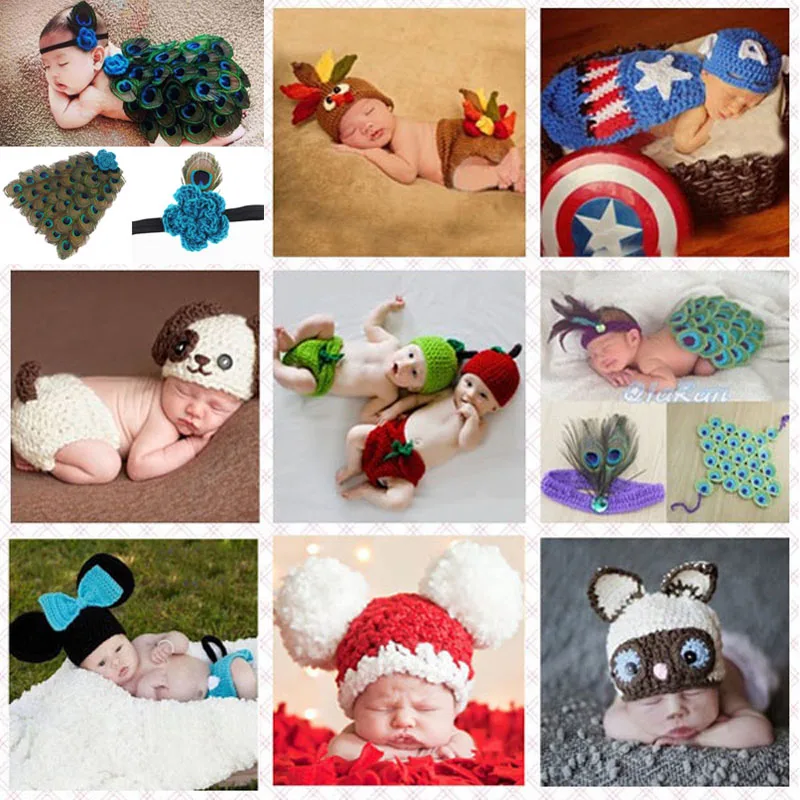 Узор вязания крючком ребенка шляпа с крышкой животного Стиль новорожденных