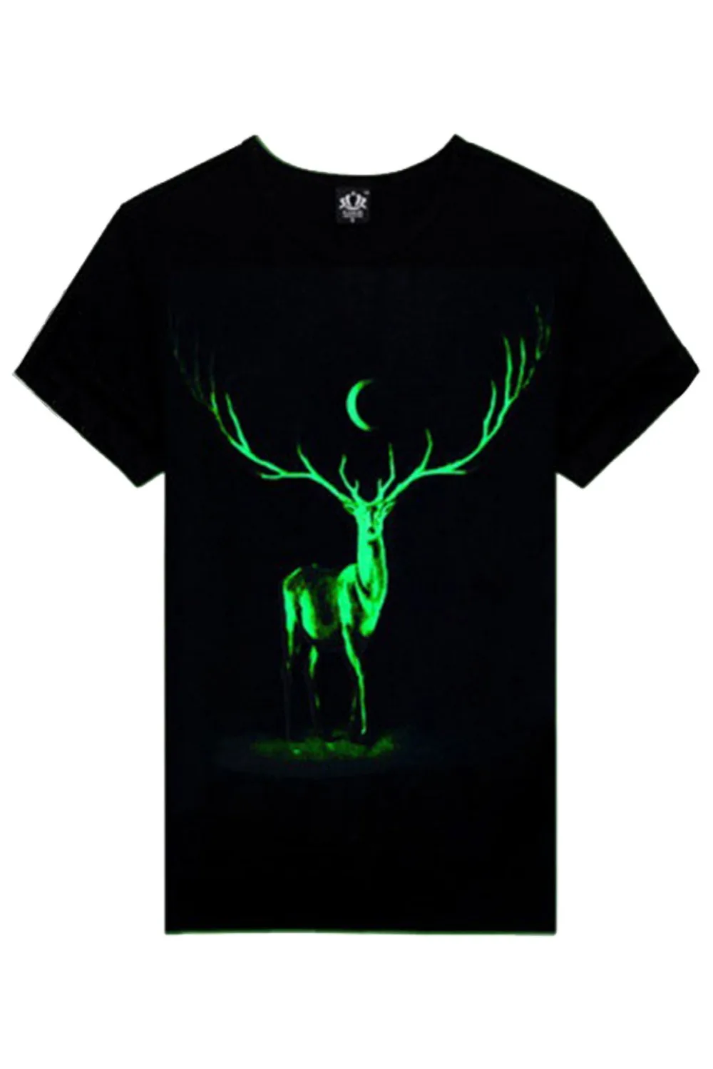 

Men T-shirt Luminous Short Sleeved Printed Cotton Deer T-Shirt Cosplay Costume