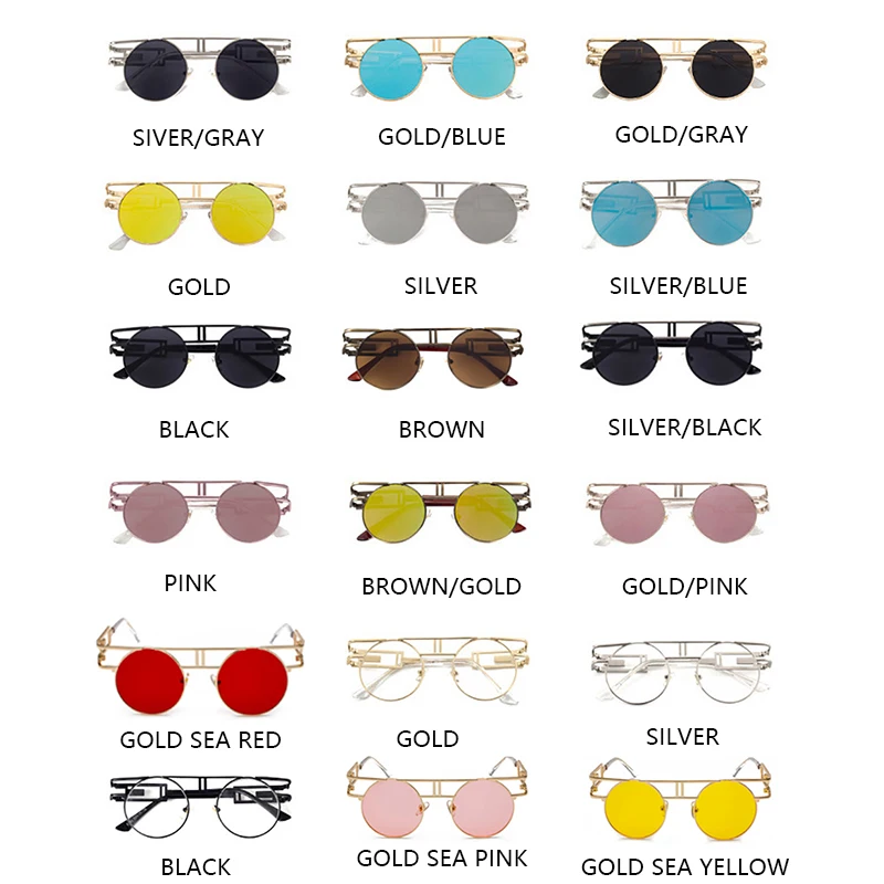 Круглые металлические солнцезащитные очки мужской женский стимпанк брендовые