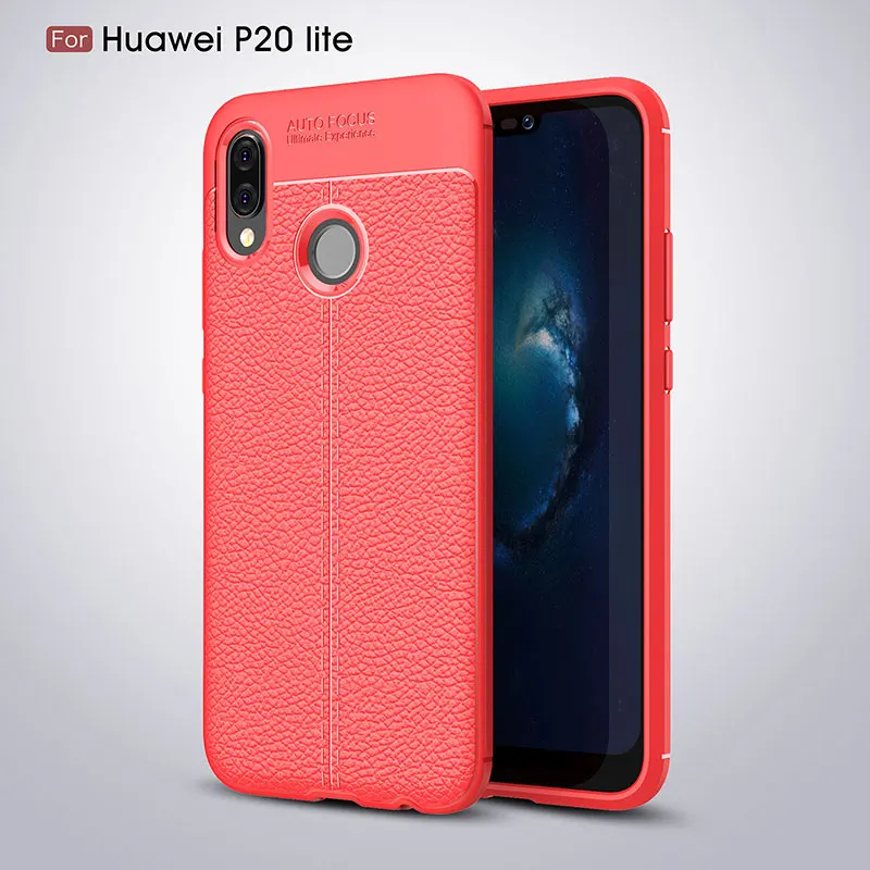 Cases for Huawei P20 Lite Back Cover Litchi Pattern TPU Silicone Soft Case Coque For |