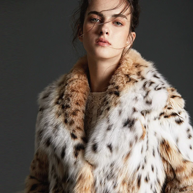 Sju2018 high luxury product imports the bobcats big long coat in female fur coat lapels