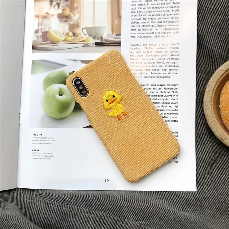 Duck Теплый вельветовый тканевый чехол для телефона iPhone 6 6S 7 8 Plus X чехол 3D милый для разделывания свиньи, утки Хаски Жесткий Чехол для iPhone X XR XS MAX - Цвет: Duck