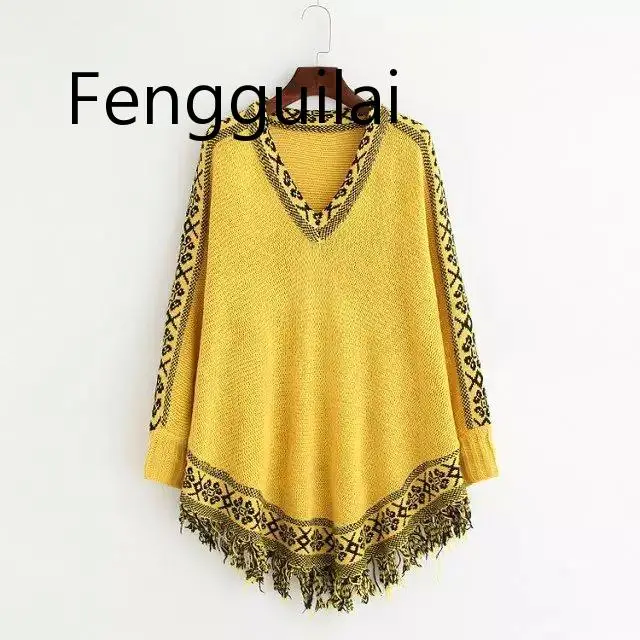 

Sweater women hot pullover jacket Autumn women's cloak shawl Europe America knit tassel sweaters coat clothing vestidos