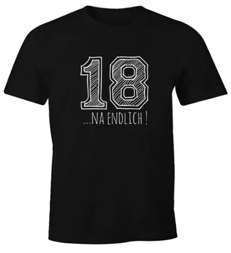 Herren футболка Geschenk Geburtstag 18... Na сайту endlich Колледж эскиз Fun рубашка|Мужские футболки|