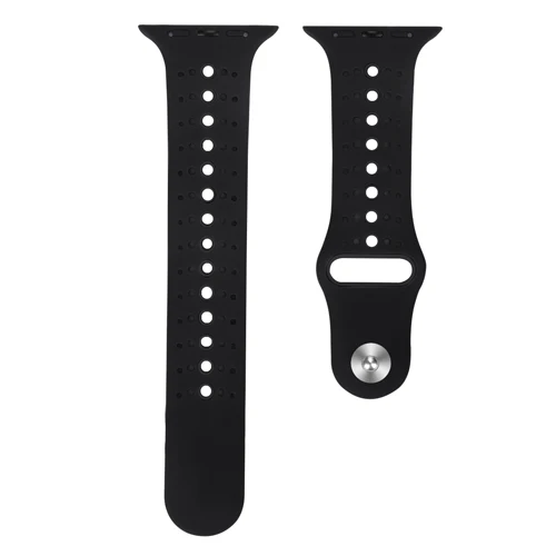 black Хохлатый силиконовый спортивный ремешок для Apple Watch 4 44 мм 40 мм IWatch band Series 4 3 2 1 наручный браслет ремень резиновый ремешок для часов - Цвет ремешка: black