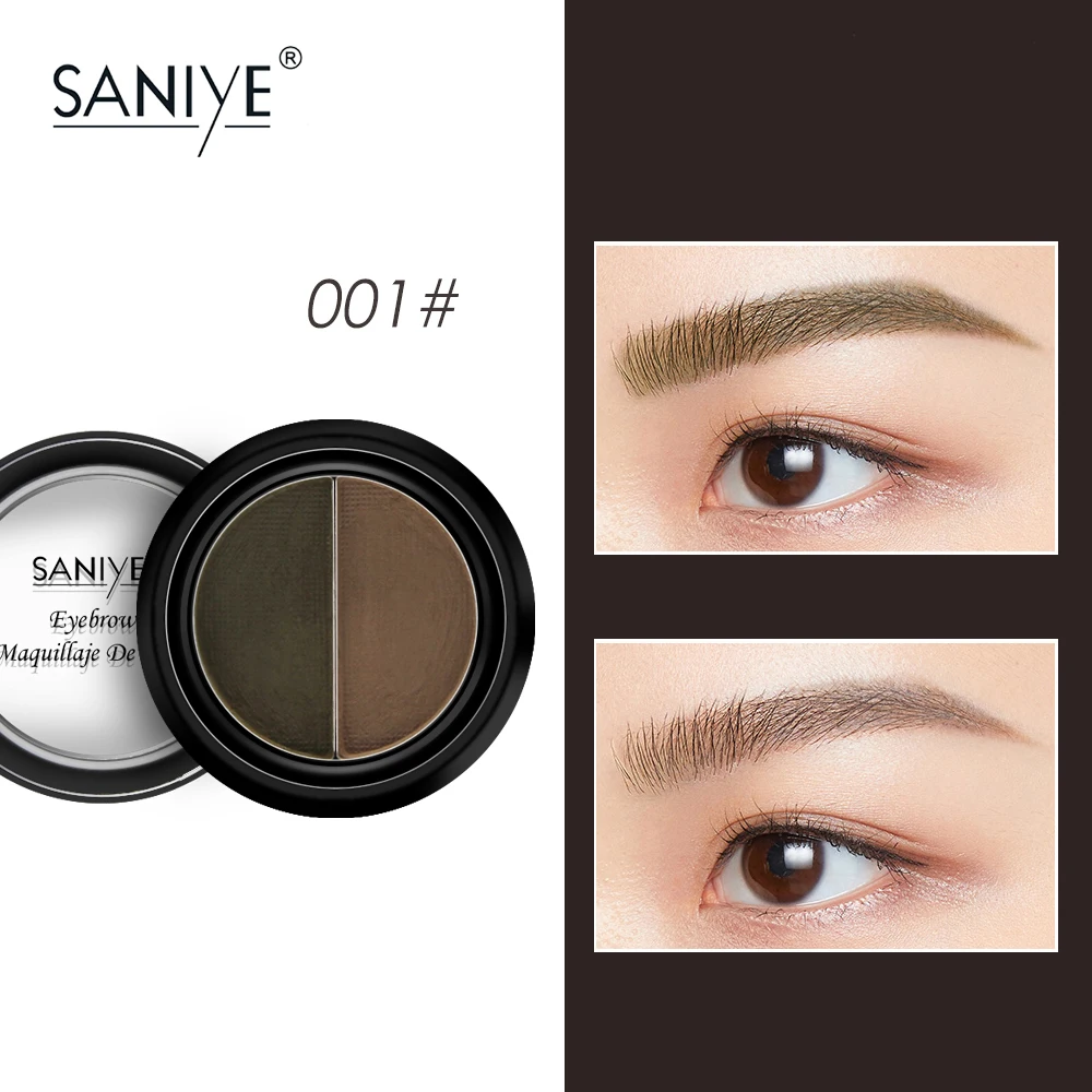 SANIYE, 2 цвета, профессиональная пудра для бровей, для бровей, ТИНТ, макияж, для бровей, коричневая, для бровей, с кистью, E028