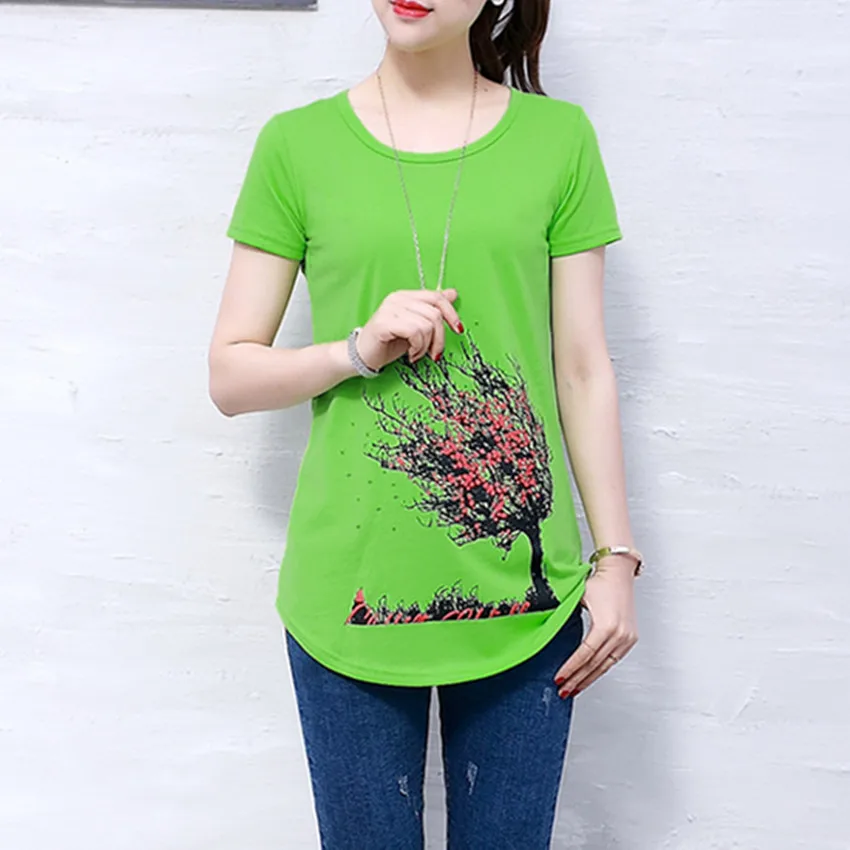 2018 Весна осень круглым вырезом Рубашки женские футболки Топы И Футболки с