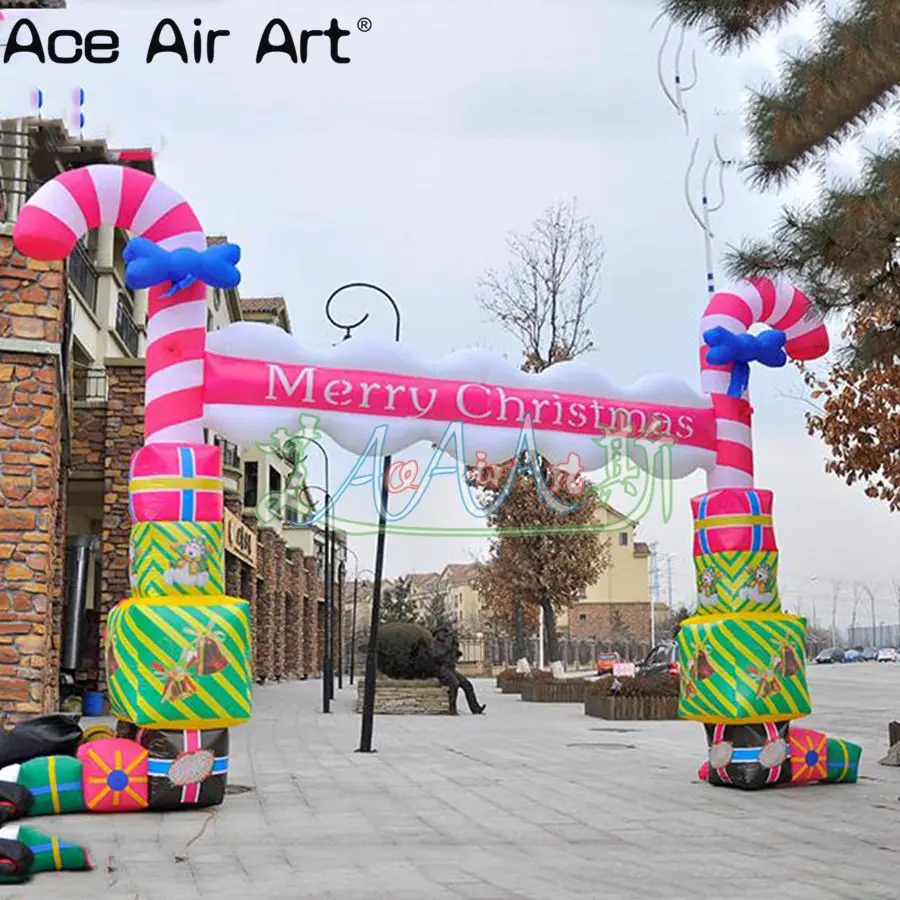 4 м W новый дизайн надувная розовая конфетная тростниковая АРКА Рождественская