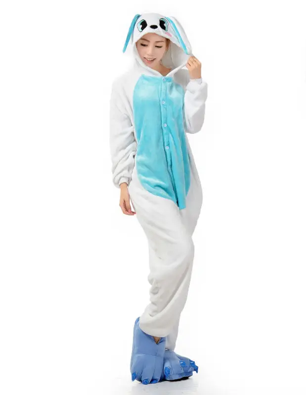 Мужские и женские пижамные комбинезоны с рисунком белого голубого кролика для