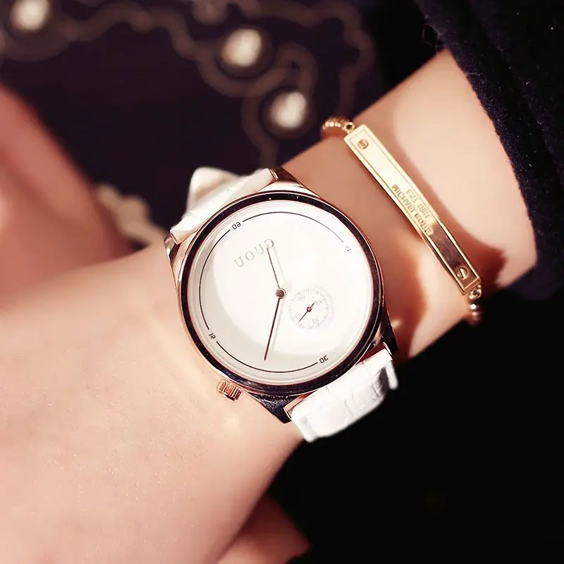 Натуральная кожа наручные Спортивные кварцевые женские часы на каждый день