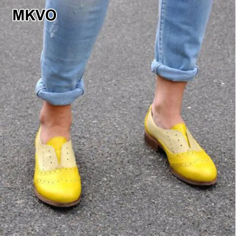 Модные женские ботинки вечерние весенние туфли из лоскутной кожи на низком