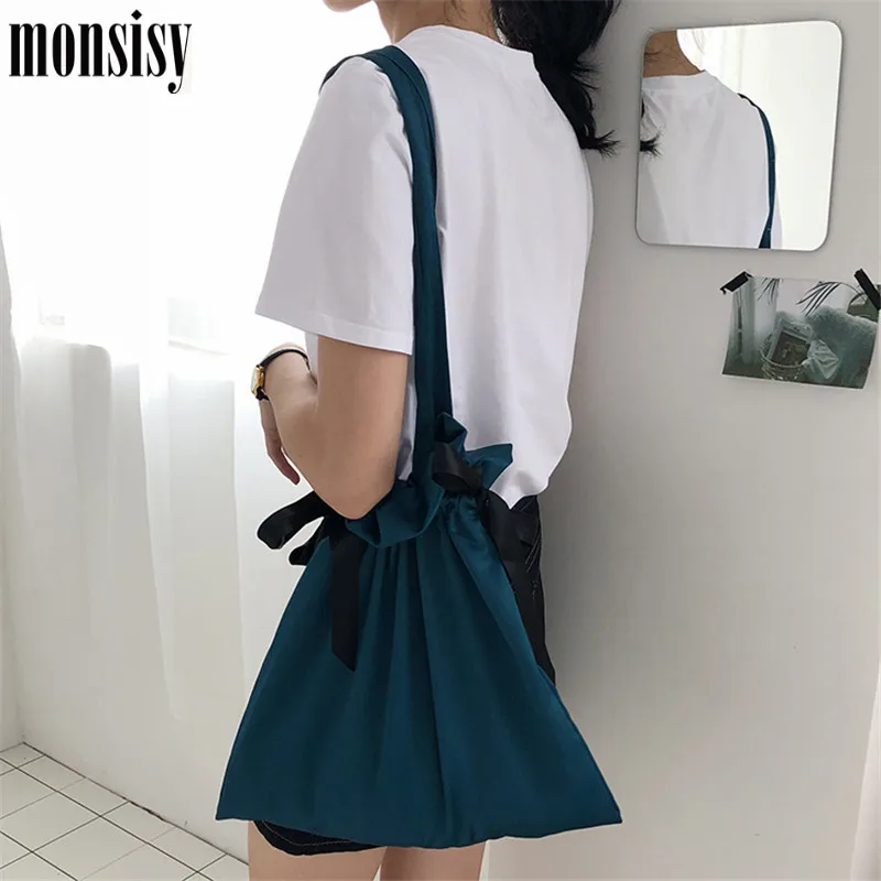 Monsisy 2019 женская сумка для покупок Женская Глянцевая через плечо модная атласная