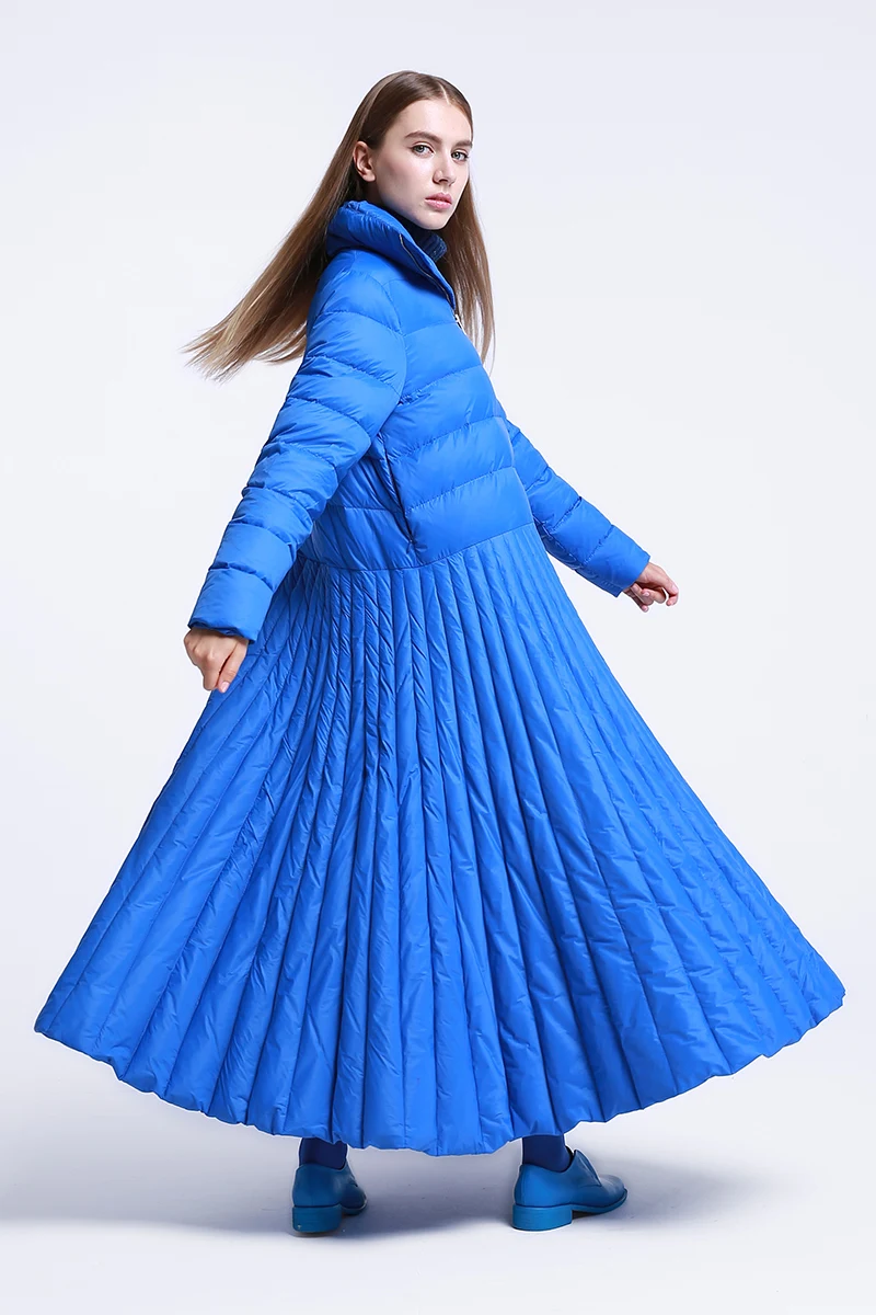 Женская длинная куртка на утином пуху CH261 оригинального дизайна с