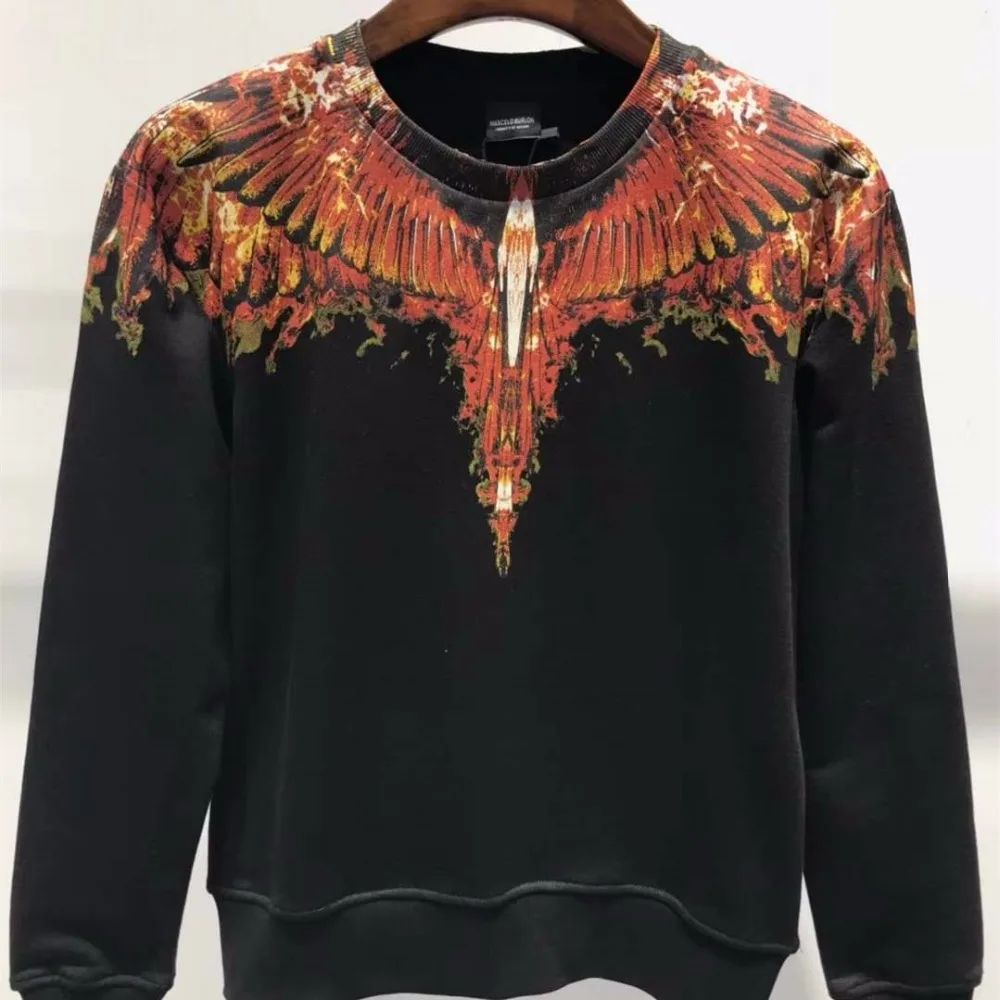18FW MARCELO BURLON Высокое качество 100% хлопок пламя крыло Для мужчин и wo Мужчин's Sweatershirt