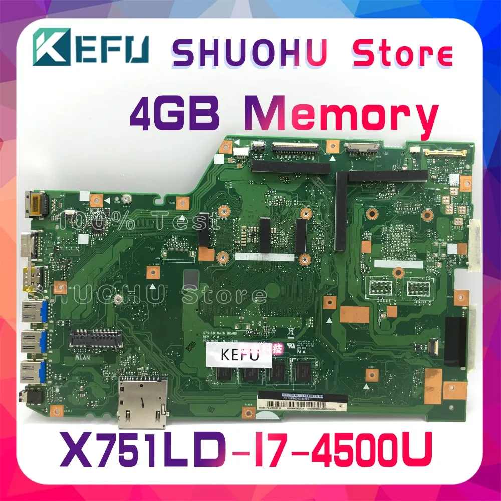 Материнская плата KEFU для ноутбука ASUS X751LA X751L X751LD R752LD R752LA R752LN rev2.0 протестированная