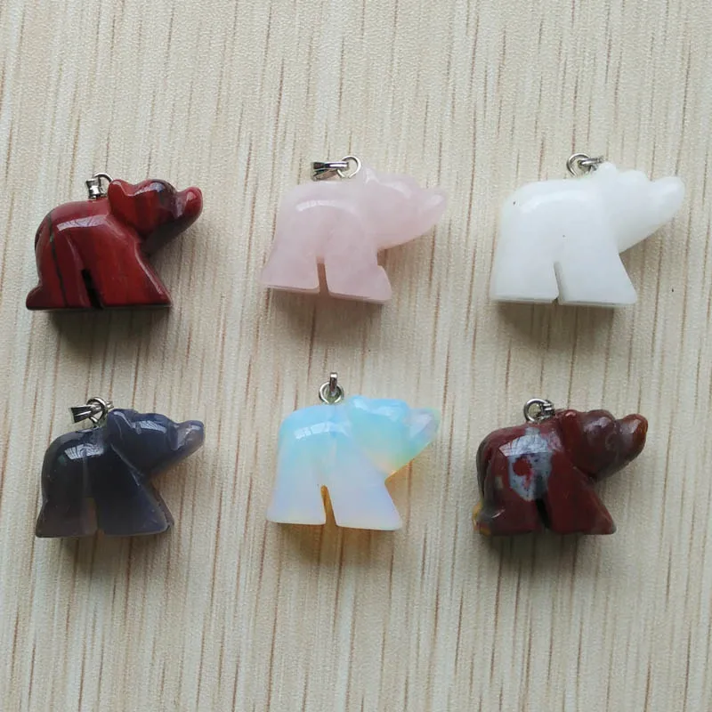 

2018 Fashion assorted natural stone mixed bear pendants charms for necklace jewelry marking 12pcs/lot Wholesale free shipping