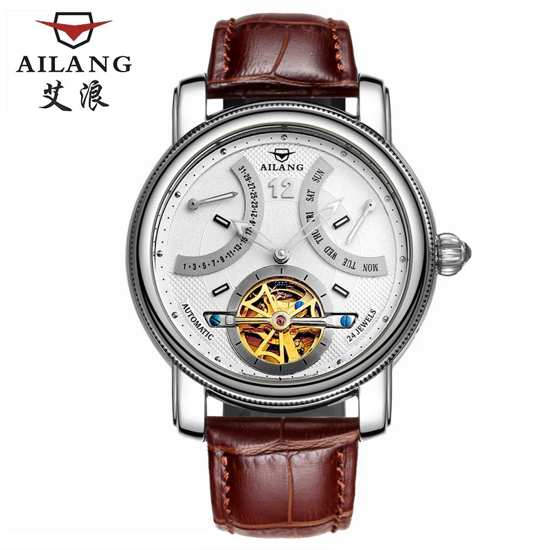 AILANG Flying Tourbillon Мужские часы, автоматические механические часы со скелетом, мужские водонепроницаемые Авто-зазоры Horloges Mannen, Прямая поставка