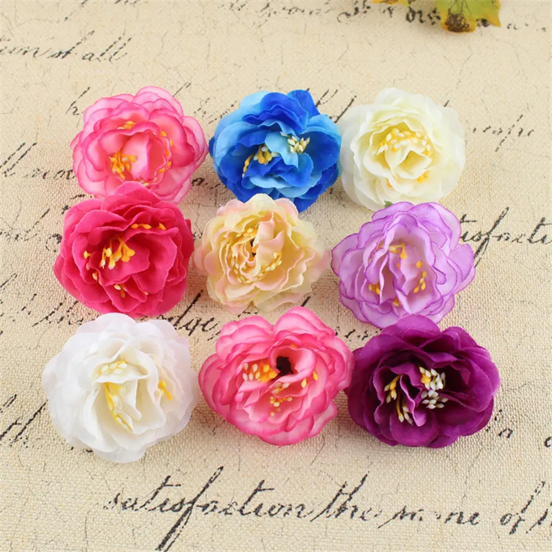 10pcs/lot Artificial Flower 4.5cm Silk Peony Head Wedding Party Home Decoration Wreat Corsage Headdress Photography Props | Дом и сад