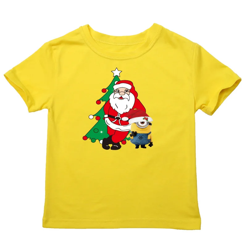Roupas Lnfantis/футболка для мальчиков Детская летняя одежда рождественские топы с короткими рукавами для малышей, детские футболки с Санта Клаусом на Рождество
