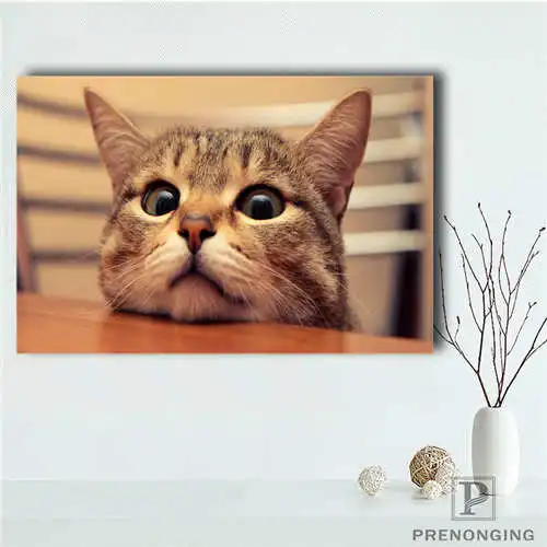 Canvas Poster Пользовательские Холст плакат Cute_Cat_Backgroun Печатный постер ткань стены искусства картины для декора гостиной#18-12-16-H-02-93 - Цвет: Canvas Poster