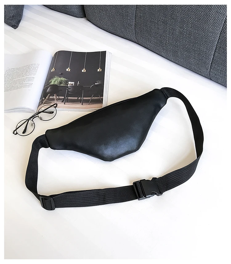 LJT Luxury Design Women PU Leather Waist Bag Female Rivet Casual Fanny Packs Belt Bag Handbag and Purse Female Mini Chest Bags