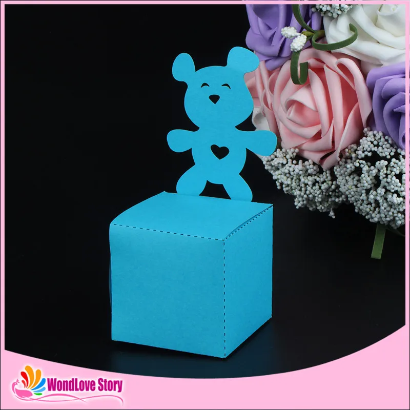 sky blue 10 шт./лот лазерная резка медведь конфеты детский душ сувенирная Подарочная коробка торт коробка День Рождения украшения для праздника детей - Цвет: sky blue