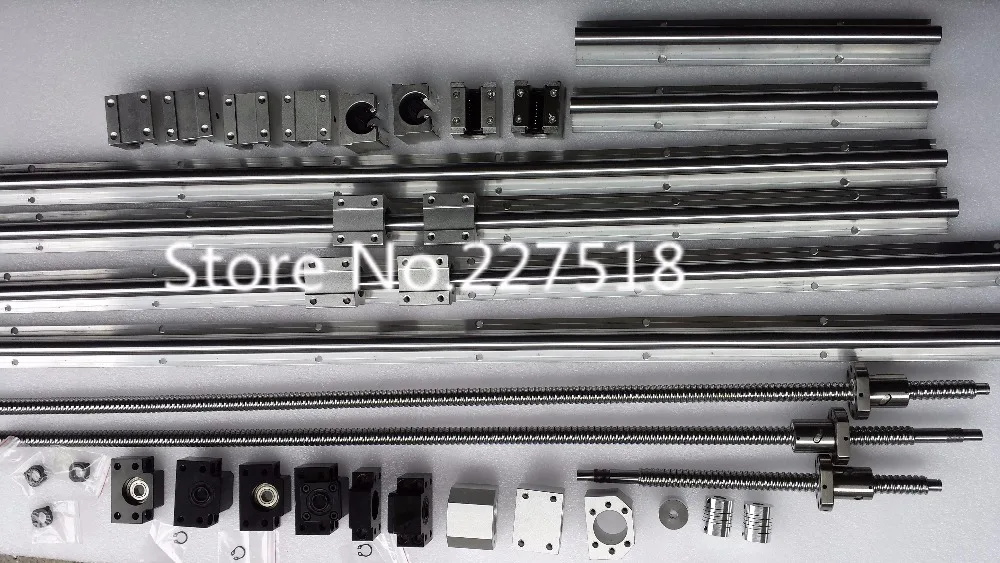 

6 sets linear rail SBR16 L800/1200/1200mm+SFU1605-L800/1200/1200mm ball screw+3 BK12/BF12+3 DSG16H nut+3 Coupler for cnc