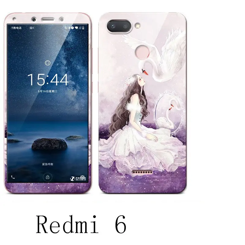 Xiaomi redmi 6 чехол 360 градусов защитный из ТПУ + цветной Интегрированный закаленного